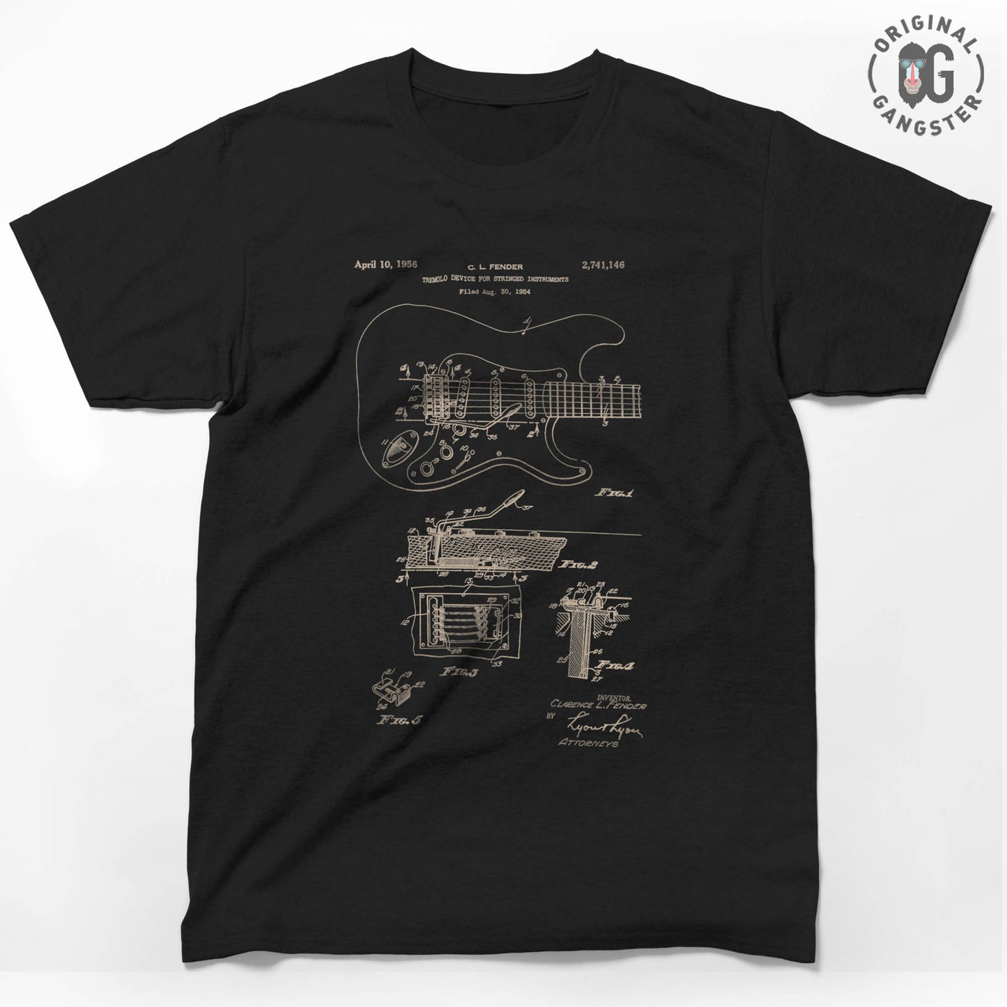 Fender Guitar Patent 1956 Unisex T-shirt.