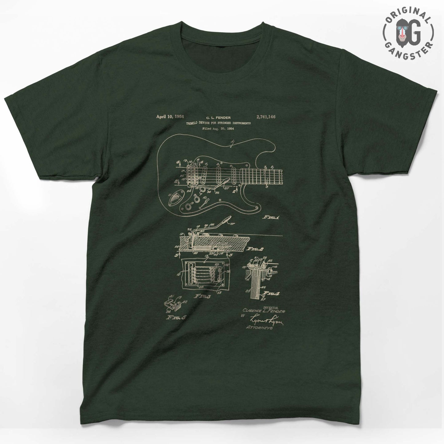 Fender Guitar Patent 1956 Unisex T-shirt.